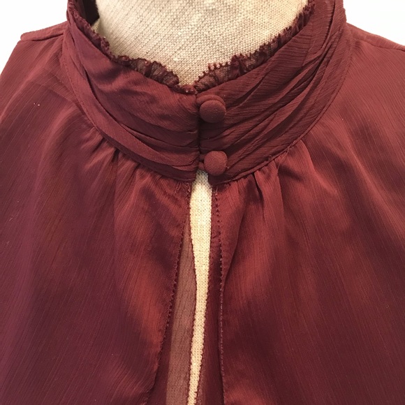 WHBM high low halter tunic blouse in burgundy - Picture 12 of 14